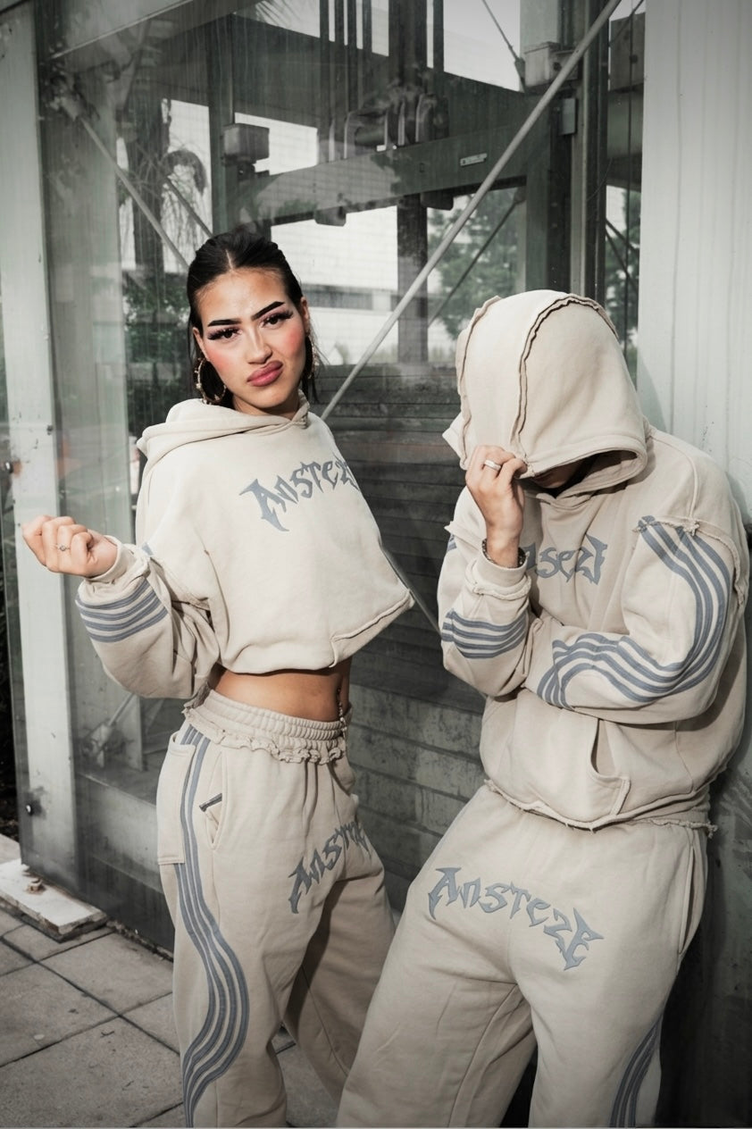 ANSTEZE hoodie Track Suit Beige | Boxy Fit