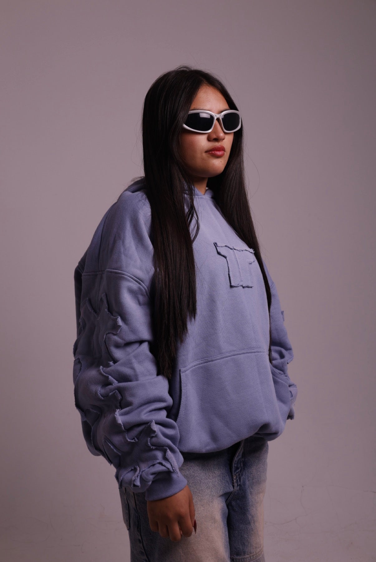 Hoodie C8 basics light blue | Boxy Fit