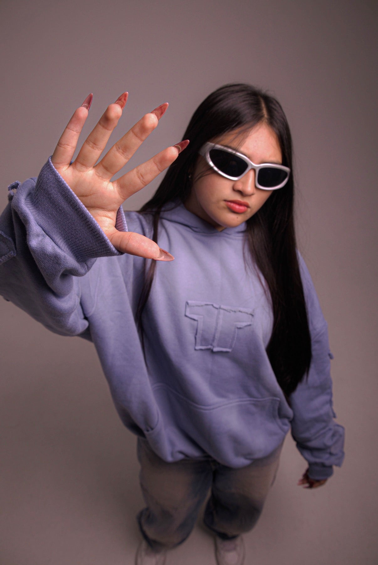 Hoodie C8  basics light blue | Boxy Fit