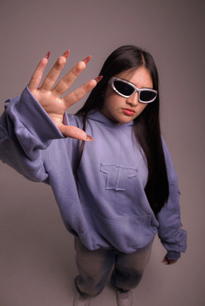 Hoodie C8  basics light blue | Boxy Fit