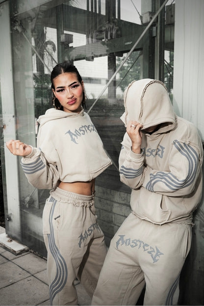 ANSTEZE hoodie Track Suit Beige | Boxy Fit