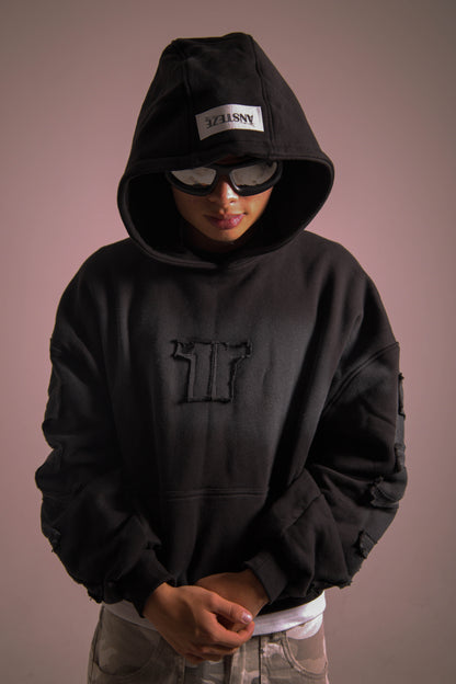 Hoodie C8  basics dark black | Boxy Fit