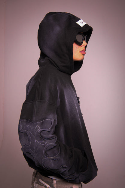 Hoodie C8  basics dark black | Boxy Fit