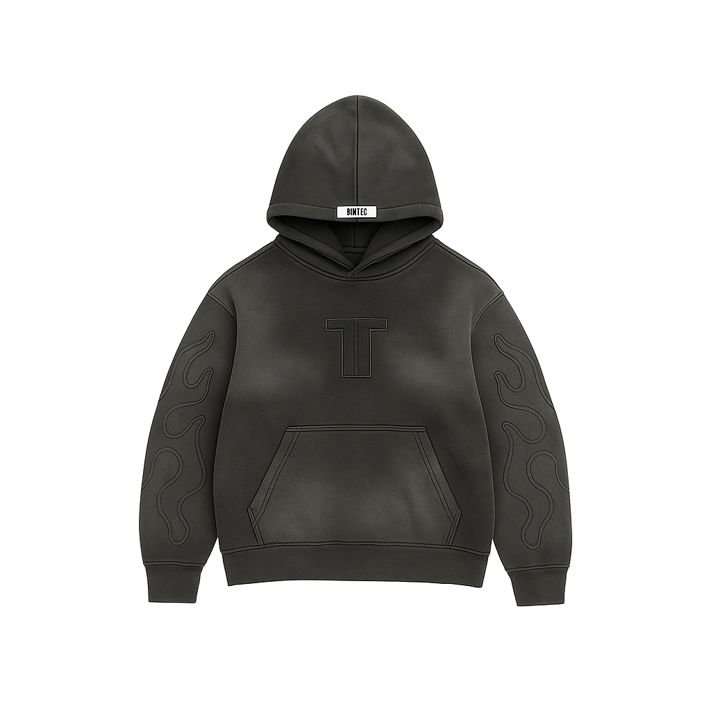 Hoodie C8  basics dark black | Boxy Fit