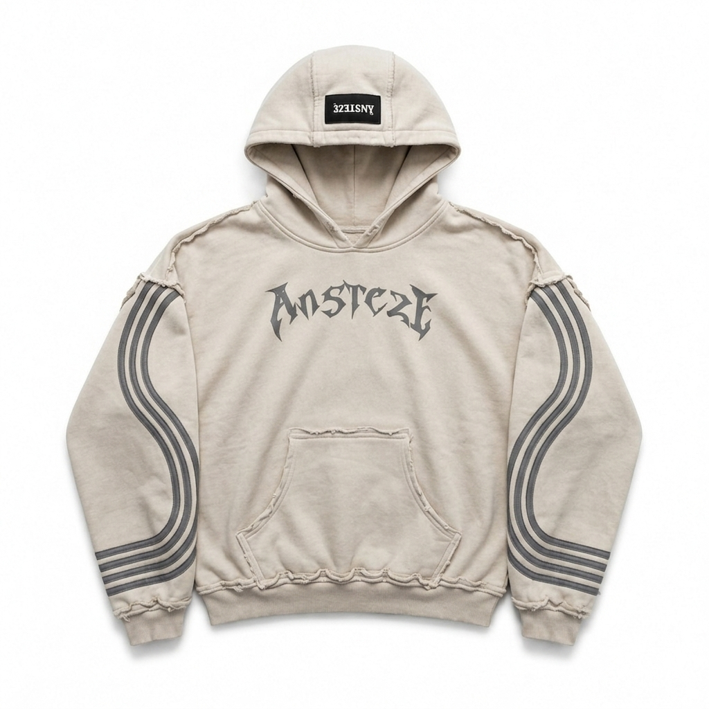 ANSTEZE hoodie Track Suit Beige | Boxy Fit