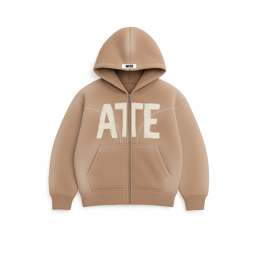 ANSTEZE Zip hoodie CAFÉ| Normla Fit