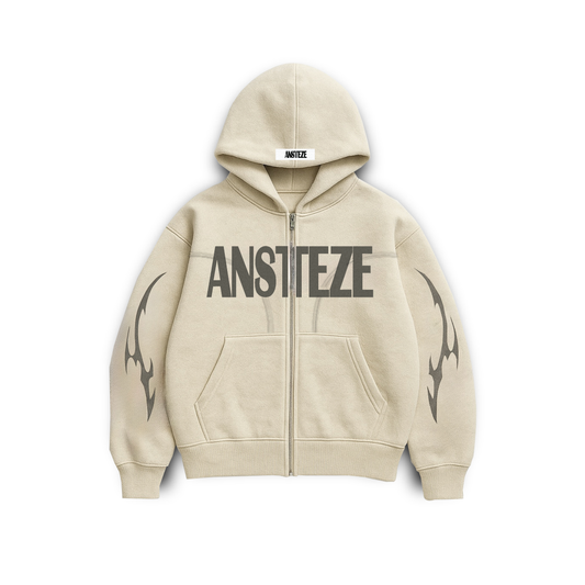 ANSTEZE Zip hoodie MARFIL | Normla Fit